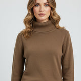 Maison Donati | Women's Ribbed Roll Neck Sweater – Soft Knit Turtleneck Pullover