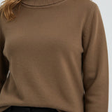 Maison Donati | Women's Ribbed Roll Neck Sweater – Soft Knit Turtleneck Pullover