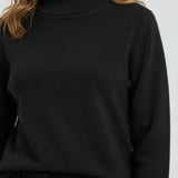 Maison Donati | Women's Ribbed Roll Neck Sweater – Soft Knit Turtleneck Pullover