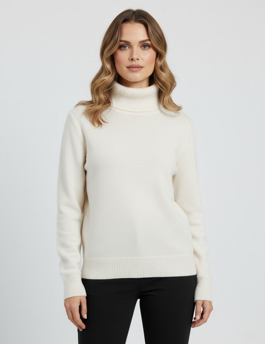 Maison Donati | Women's Ribbed Roll Neck Sweater – Soft Knit Turtleneck Pullover