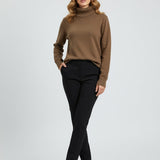 Maison Donati | Women's Ribbed Roll Neck Sweater – Soft Knit Turtleneck Pullover
