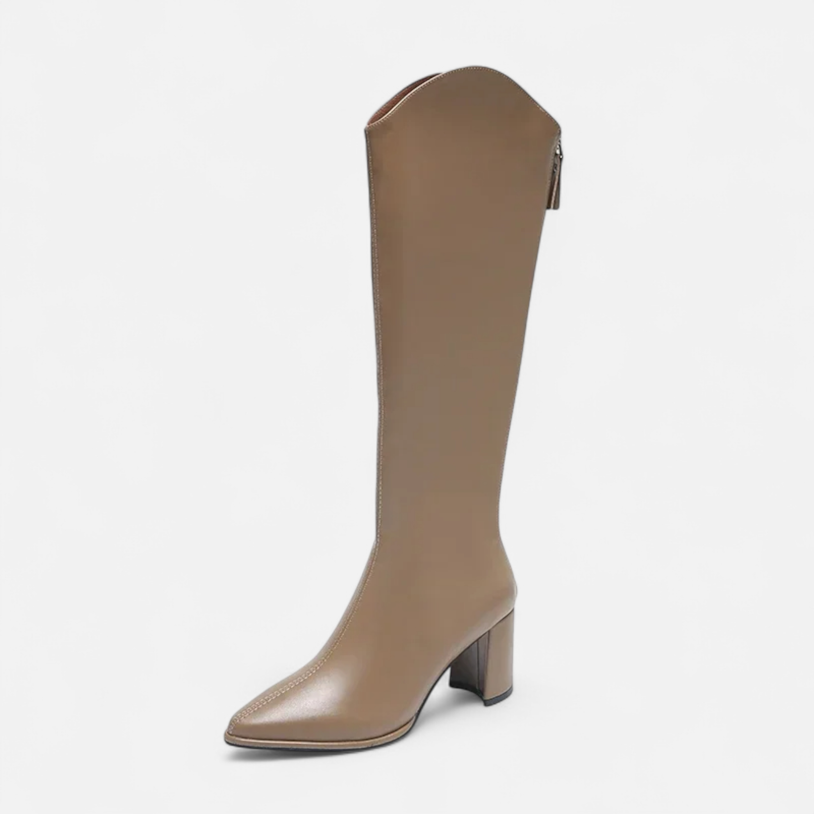 Maison Donati | Knee-High Pointed Toe Boots with Block Heel