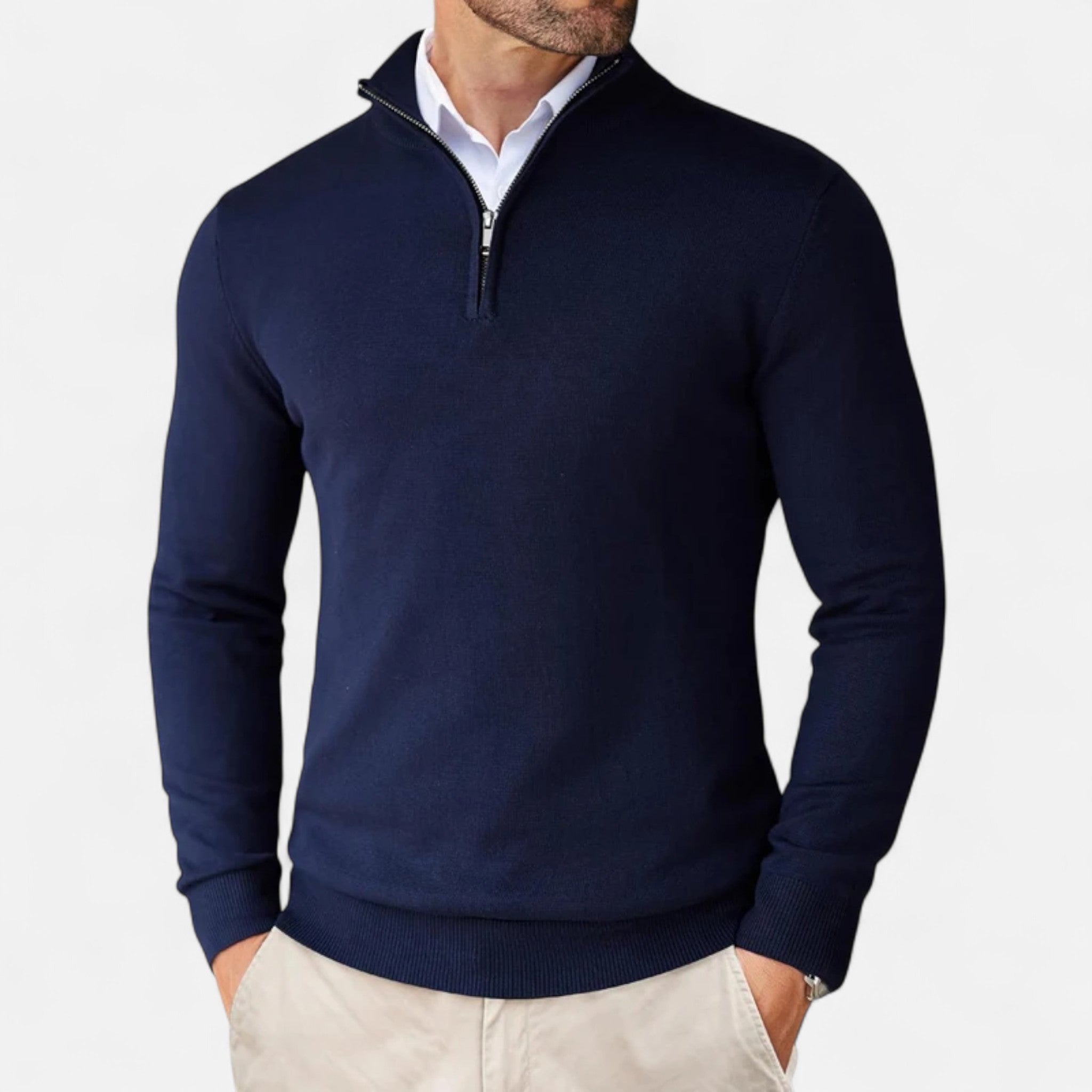 Maison Donati | Men’s Merino Wool Half-Zip Sweater – Lightweight Knit Pullover