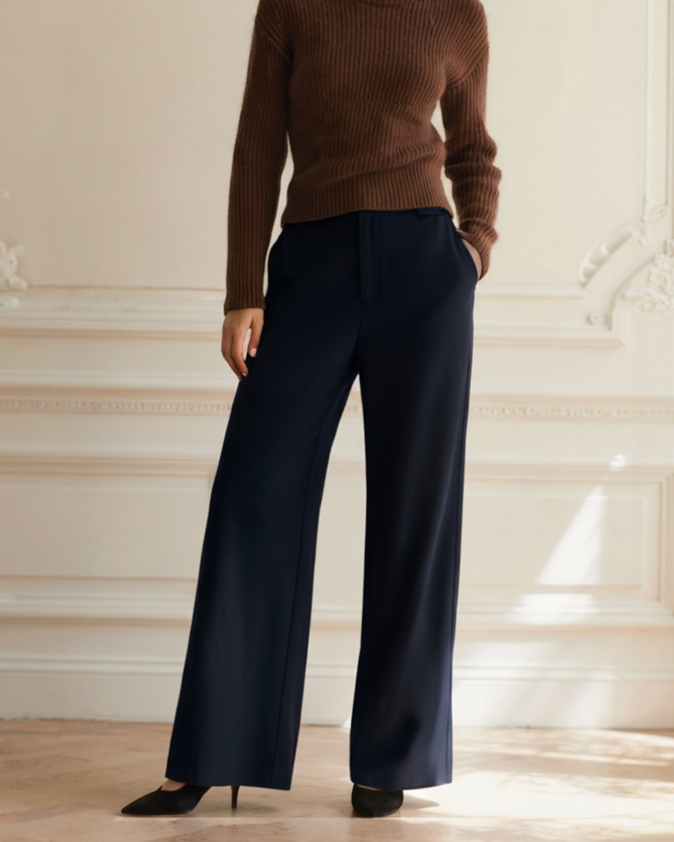 Maison Donati | Women's Wide-Leg Trousers - High-Waisted