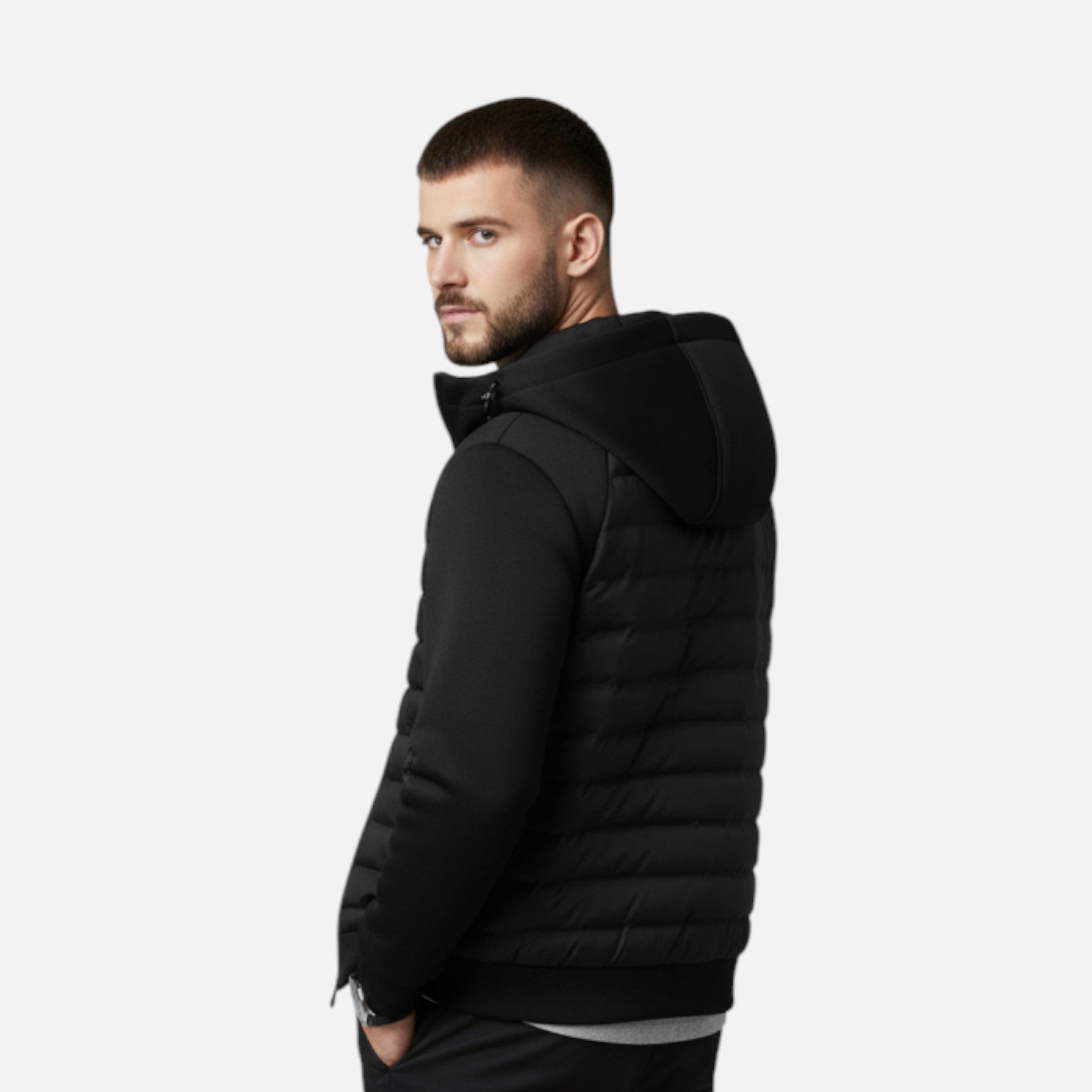 Maison Donati | Men’s Hybrid Hooded Zip-Up Jacket