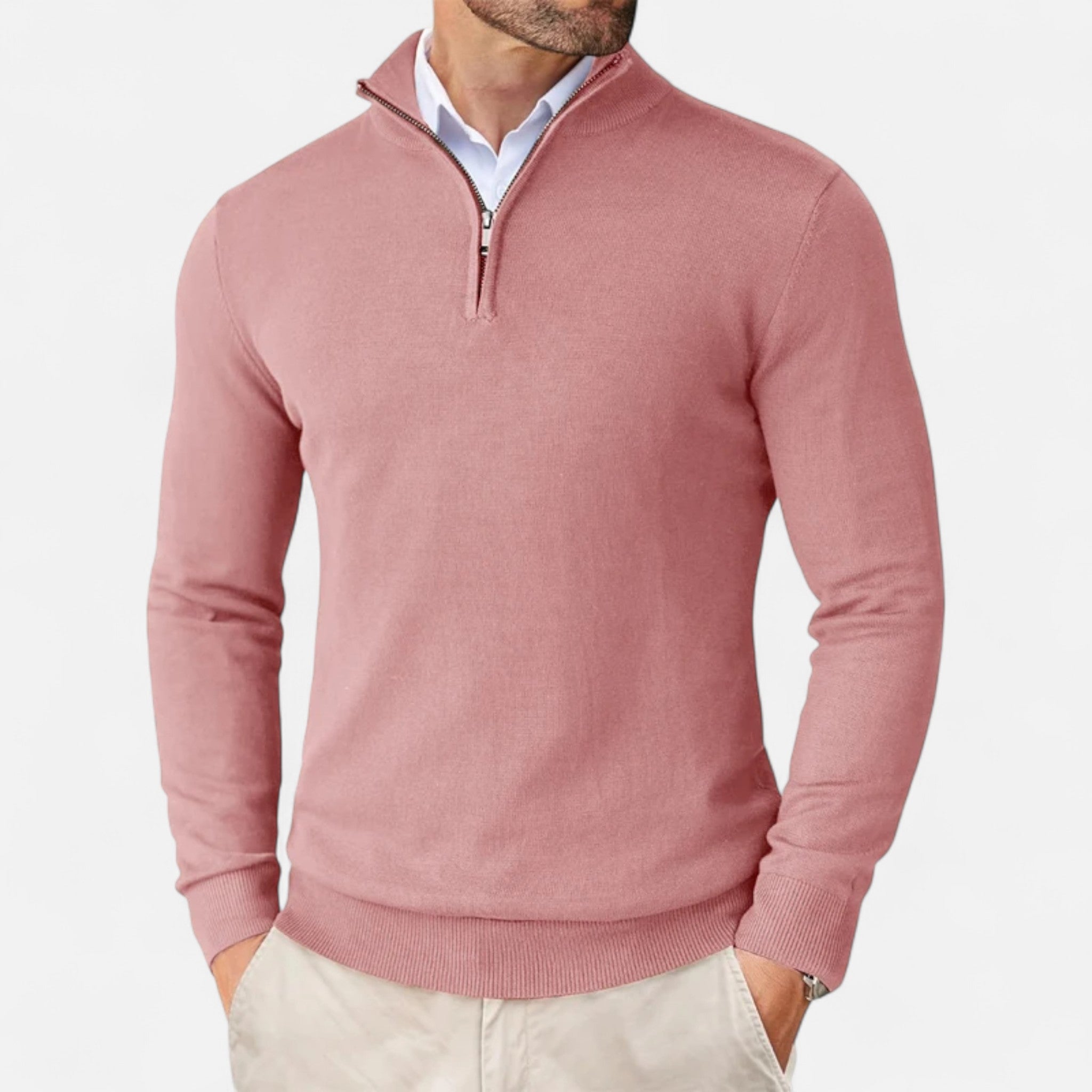 Maison Donati | Men’s Merino Wool Half-Zip Sweater – Lightweight Knit Pullover
