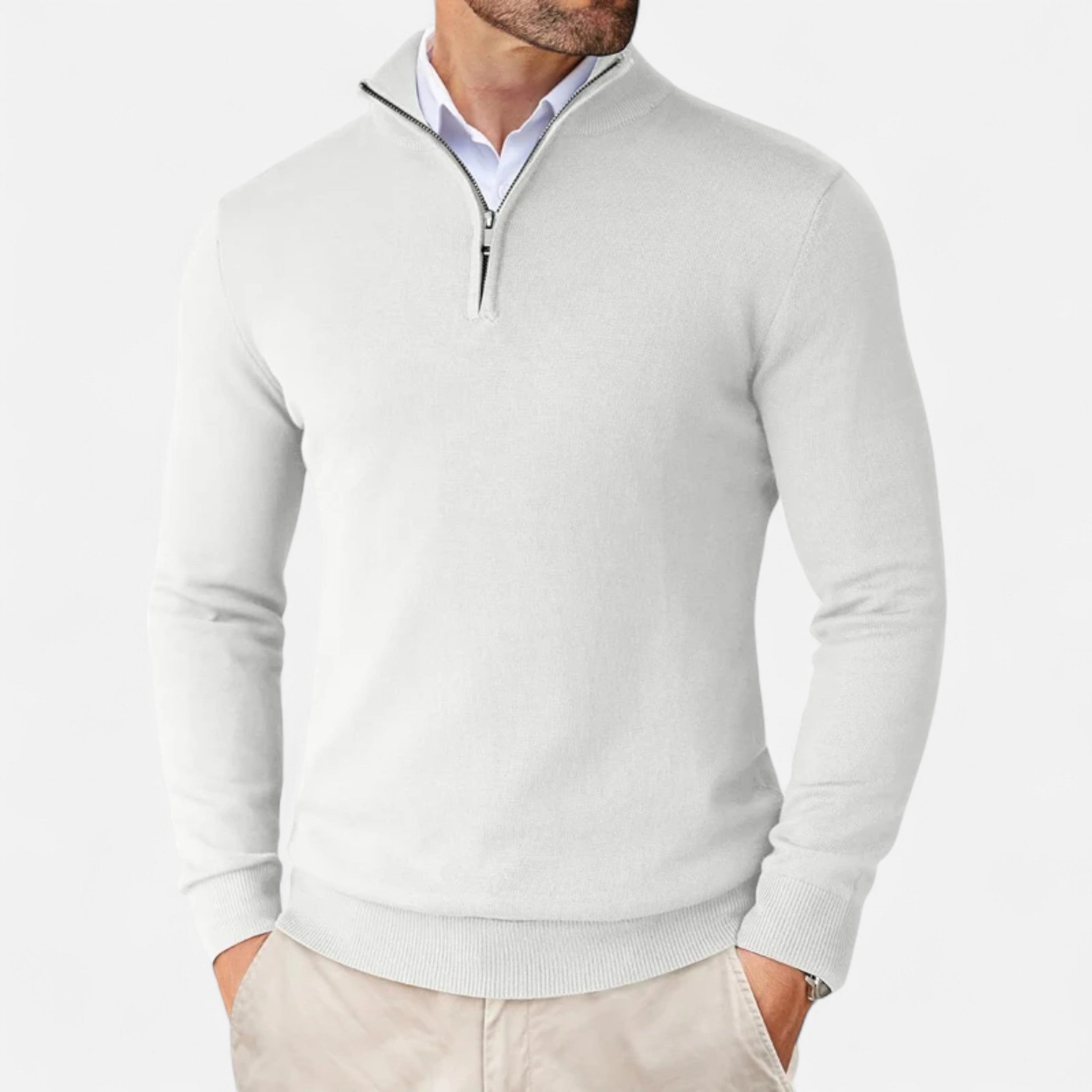 Maison Donati | Men’s Merino Wool Half-Zip Sweater – Lightweight Knit Pullover