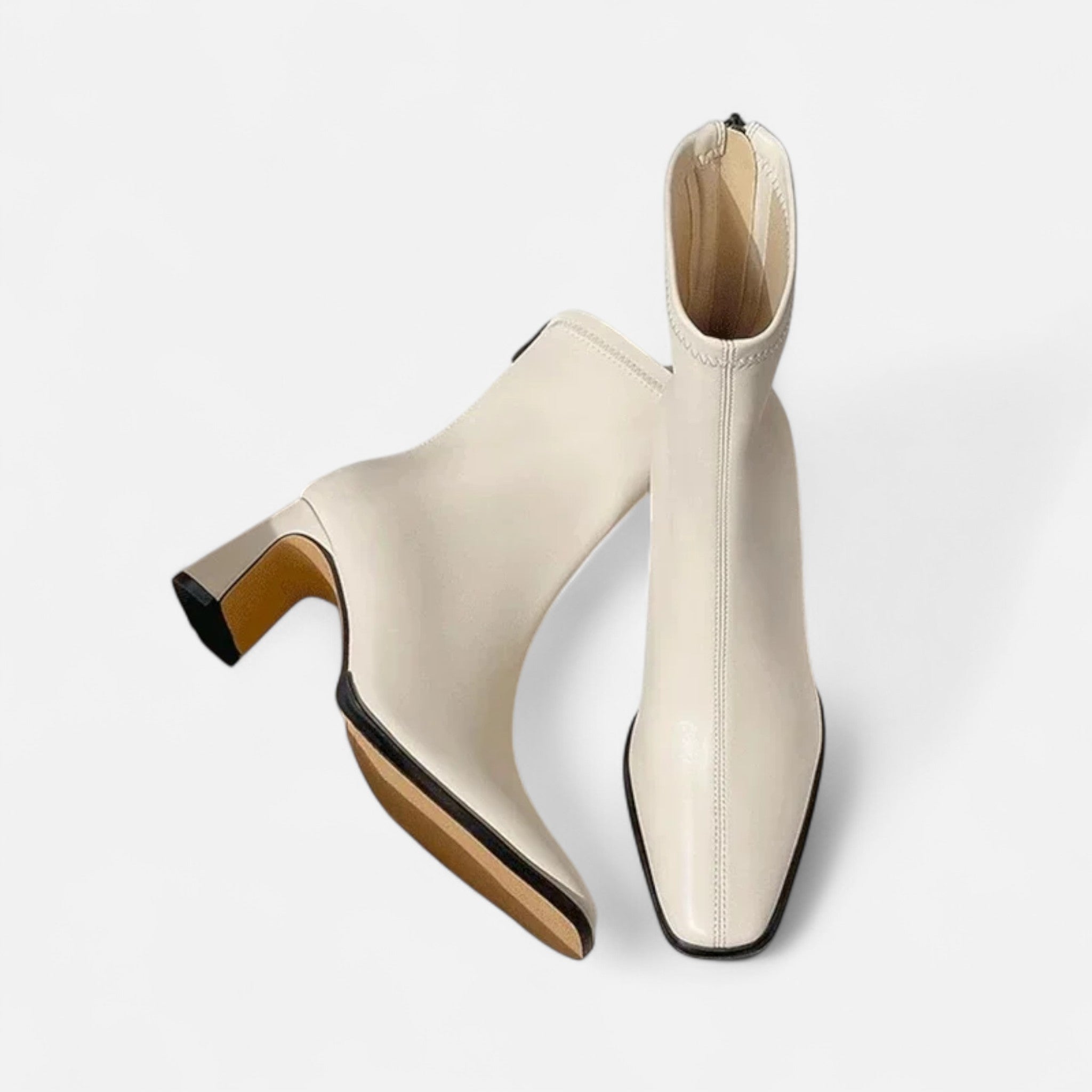 Maison Donati | Square Toe Ankle Boots with Thick Heel
