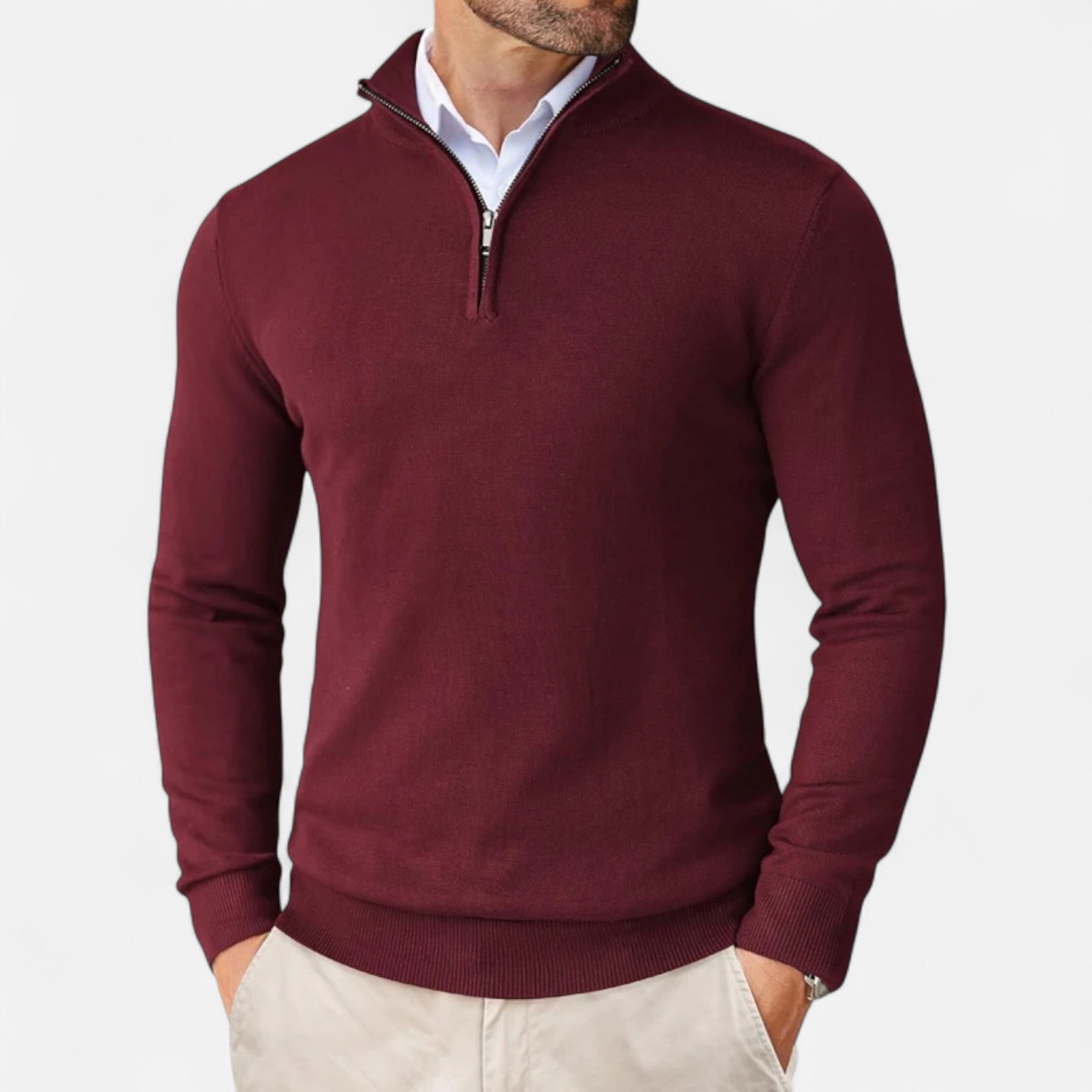 Maison Donati | Men’s Merino Wool Half-Zip Sweater – Lightweight Knit Pullover