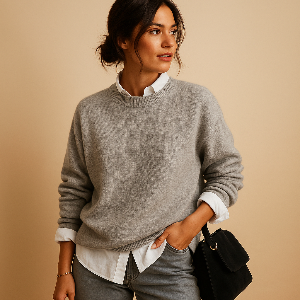 Maison Donati | Women's Cashmere Sweater – Long Sleeves with Round Neck
