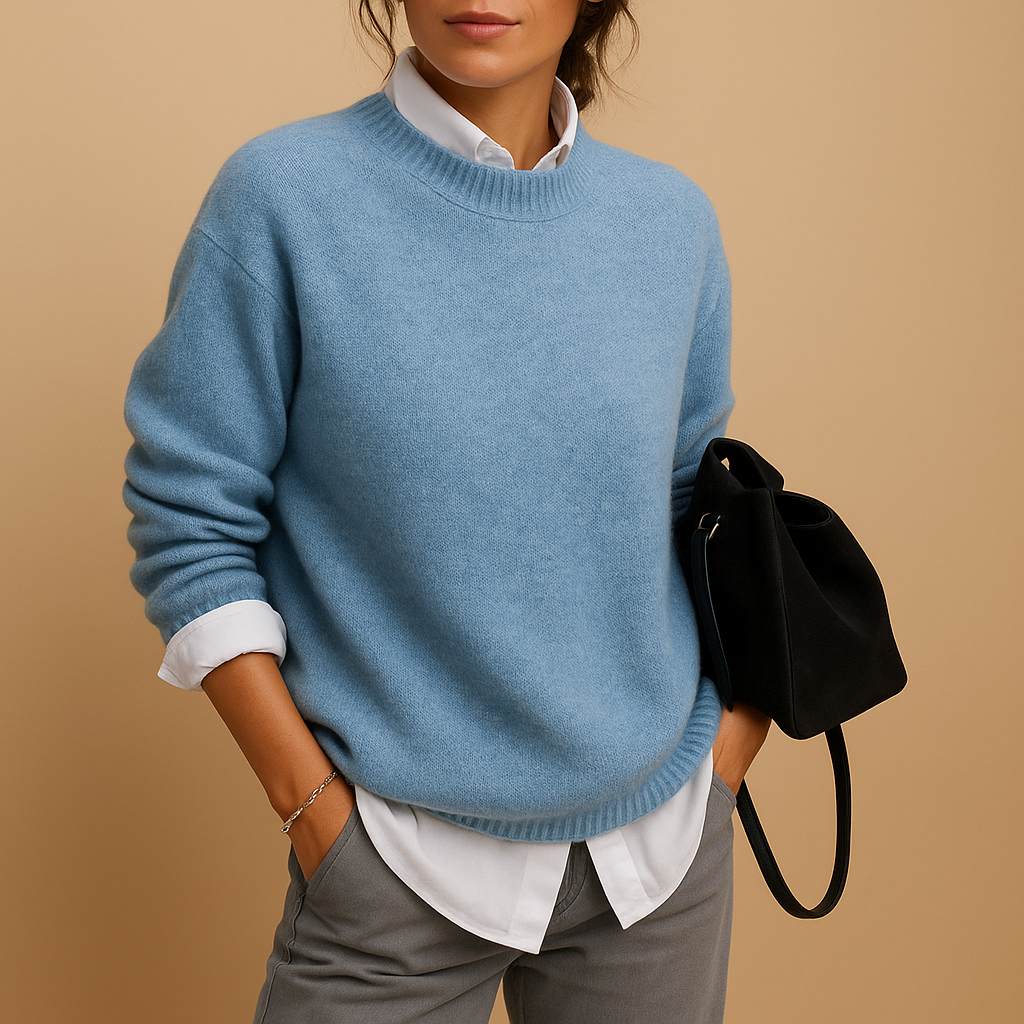 Maison Donati | Women's Cashmere Sweater – Long Sleeves with Round Neck