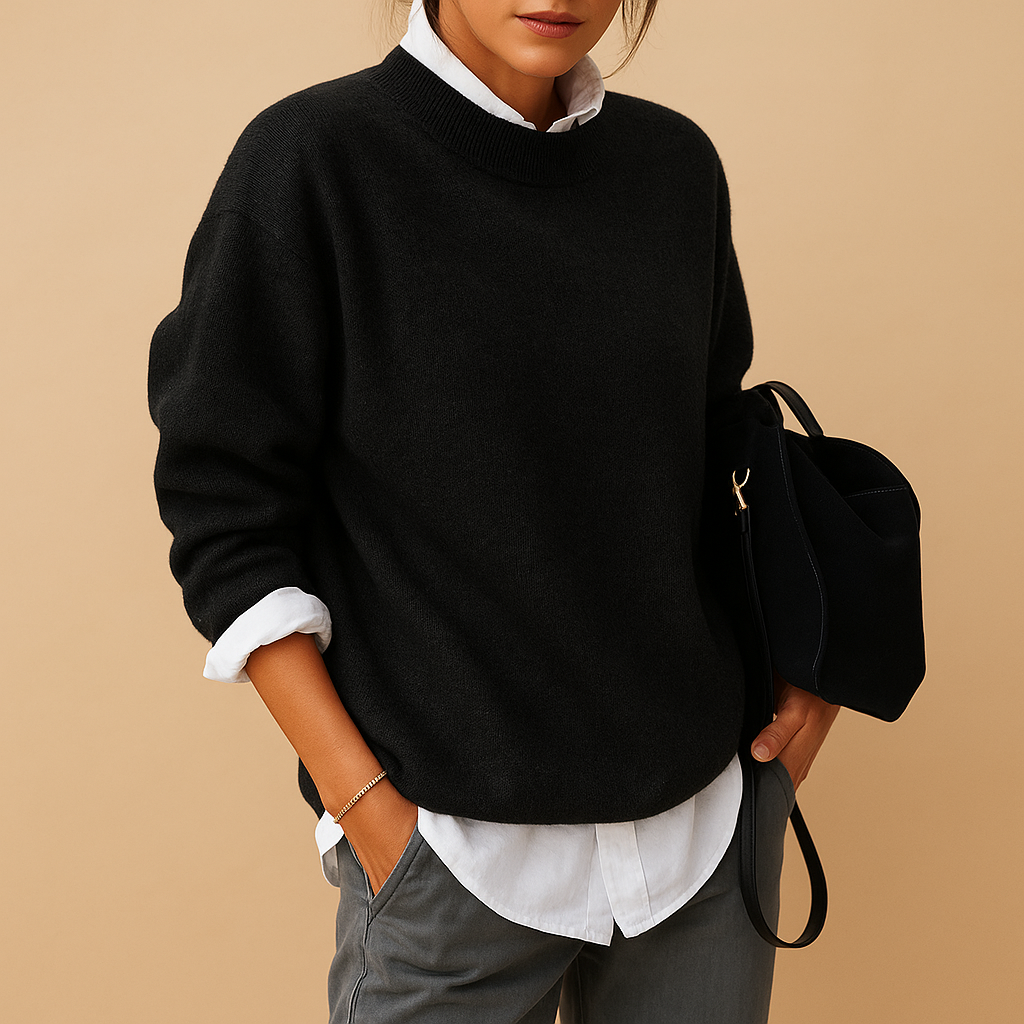 Maison Donati | Women's Cashmere Sweater – Long Sleeves with Round Neck